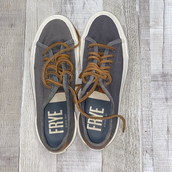 Frye Ludlow men’s canvas shoes in grey color size 7 1/2 - Picture 11 of 12